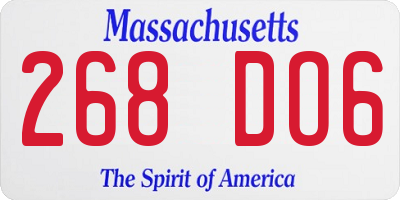 MA license plate 268DO6