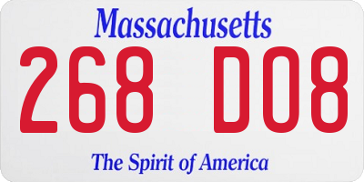 MA license plate 268DO8