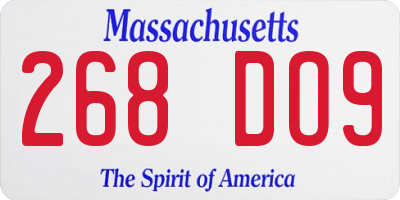 MA license plate 268DO9