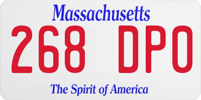 MA license plate 268DP0