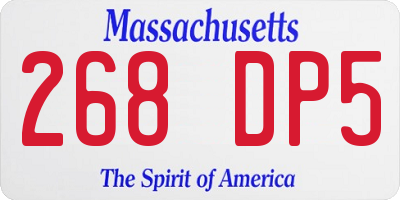 MA license plate 268DP5