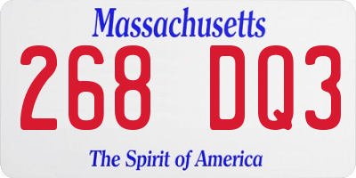 MA license plate 268DQ3