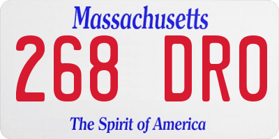 MA license plate 268DR0