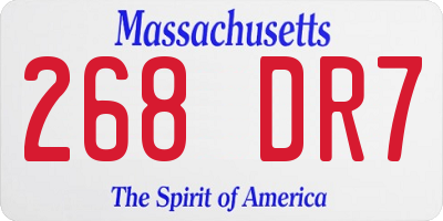 MA license plate 268DR7