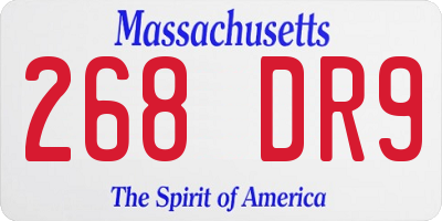 MA license plate 268DR9
