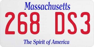 MA license plate 268DS3