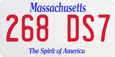 MA license plate 268DS7