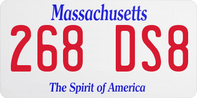 MA license plate 268DS8