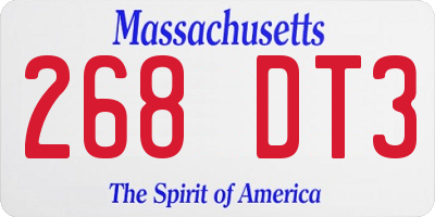 MA license plate 268DT3