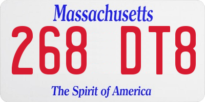 MA license plate 268DT8