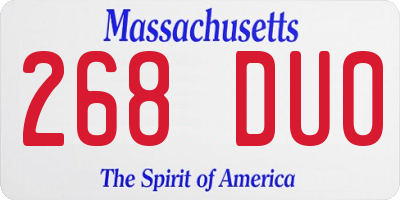 MA license plate 268DU0