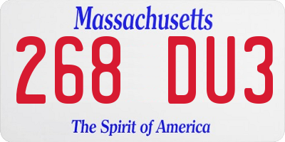 MA license plate 268DU3
