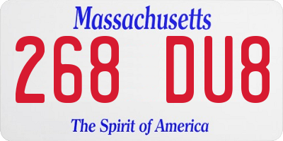MA license plate 268DU8