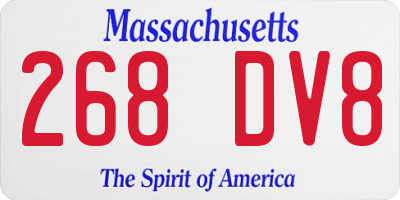 MA license plate 268DV8