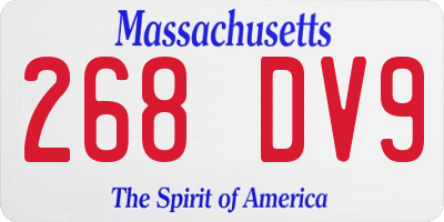 MA license plate 268DV9