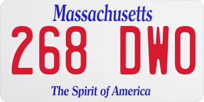 MA license plate 268DW0