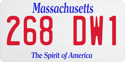 MA license plate 268DW1