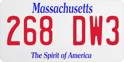 MA license plate 268DW3
