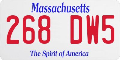 MA license plate 268DW5