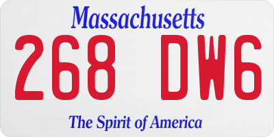 MA license plate 268DW6