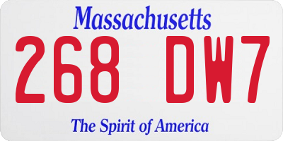 MA license plate 268DW7