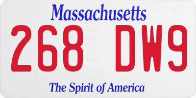 MA license plate 268DW9