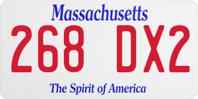 MA license plate 268DX2