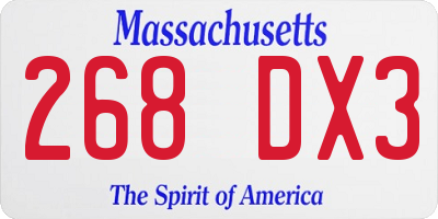 MA license plate 268DX3