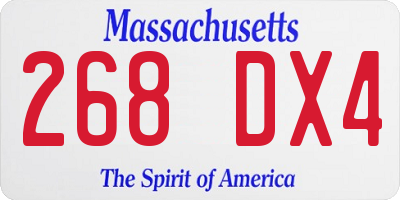 MA license plate 268DX4