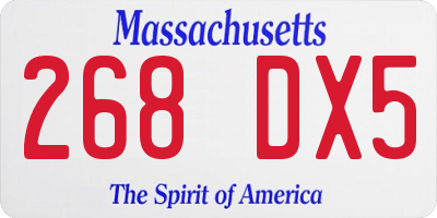 MA license plate 268DX5