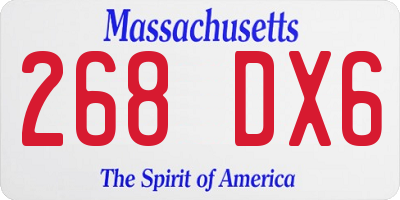 MA license plate 268DX6