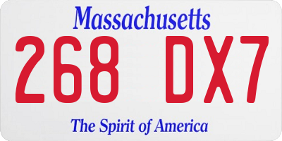 MA license plate 268DX7