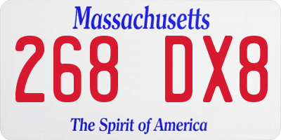 MA license plate 268DX8