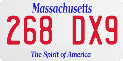 MA license plate 268DX9