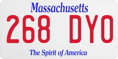 MA license plate 268DY0