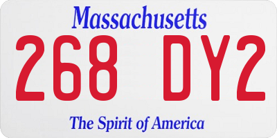 MA license plate 268DY2