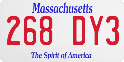 MA license plate 268DY3