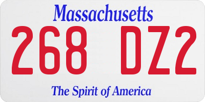 MA license plate 268DZ2