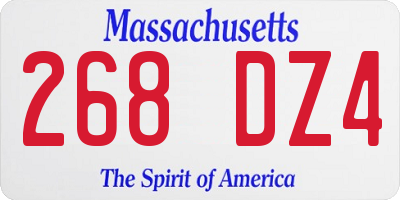 MA license plate 268DZ4