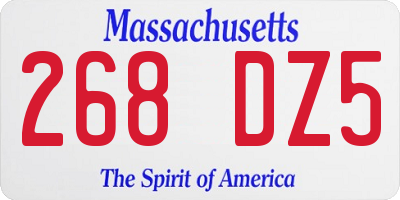 MA license plate 268DZ5