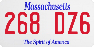 MA license plate 268DZ6
