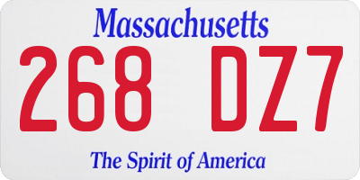 MA license plate 268DZ7