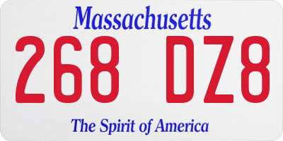 MA license plate 268DZ8