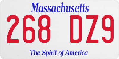 MA license plate 268DZ9