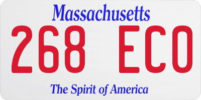 MA license plate 268EC0