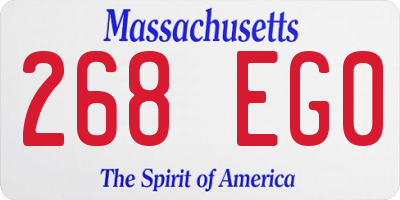 MA license plate 268EG0