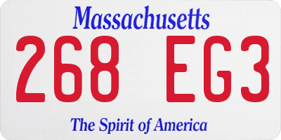 MA license plate 268EG3