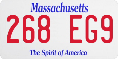 MA license plate 268EG9