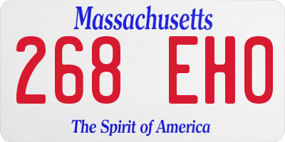 MA license plate 268EH0
