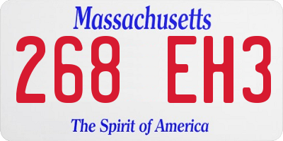 MA license plate 268EH3
